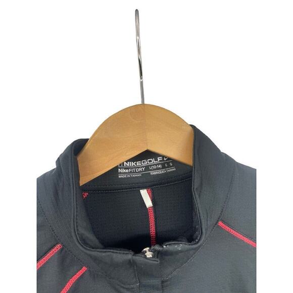 Nike Golf Dri Fit Half Zip Short Sleeve Golf Top Gray Red Womens Large - Picture 2 of 6